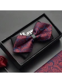 1pc Men's Patterned Bow Tie, Business, Evening, British Personalized Fashion Accessory For Formal Suit Work Men Necktie - Blue - View 7