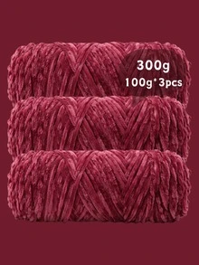 3pcs/Set Luxury Velvet Yarn Set - Soft Polyester Chenille Yarn, Suitable For DIY Knitting And Crocheting, Available In White, Beige, Blue, Brown, Purple, Green, Black, Gray - Multicolor - View 40