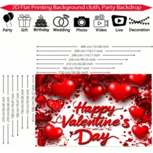 1 pieza Tela de fondo cálida y romántica para el Día de San Valentín, diseñada con globos con forma de corazón rojo, cintas con forma de corazón rojo, adecuada para decoración festiva - Decoración del Día de San Valentín, patio, jardín, decoración de la sala de estar, accesorios de fotografía, decoración de aniversario - Multicolor - Ver 6