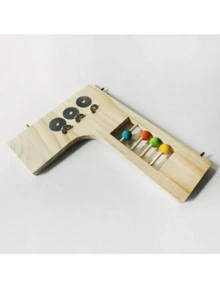 1pc Random Color & Style Parrot Platform, L-Shaped Wooden Perch Stand, Bird Cage Climbing Chew Interactive Toy, Pet Accessories