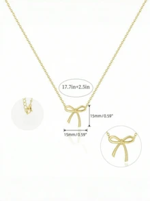 1 件简约镀金蝴蝶结形吊坠项链，适合女士，适合日常和休闲场合