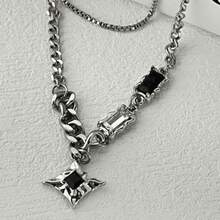 Necklace Men's  Four-Star Double Layered Hoodie With Collarbone Chain, High-End And Niche For Men - Nhiều màu - Xem 2