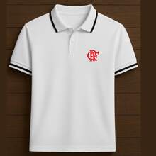 Men's Polo Shirt With Flamengo (Carioca Mengo) Soccer Team Logo, Summer Style, Classic Collar, Comfortable, Breathable, Premium Fashion Sport - trắng - Xem 1