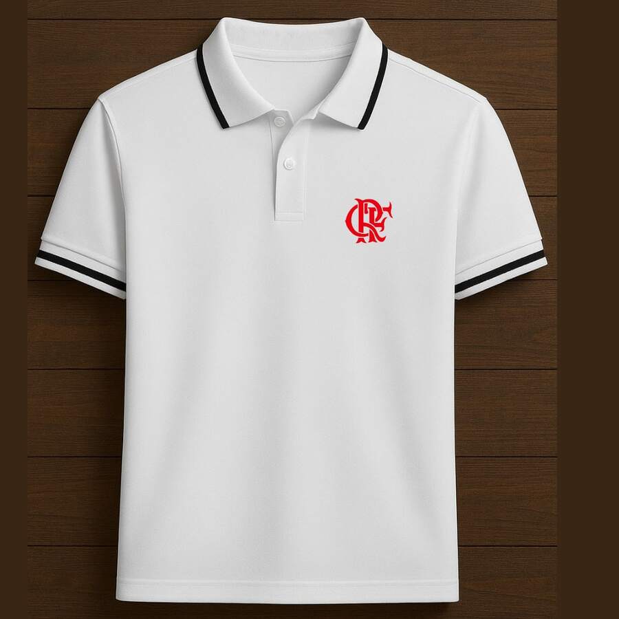 Men's Polo Shirt With Flamengo (Carioca Mengo) Soccer Team Logo, Summer Style, Classic Collar, Comfortable, Breathable, Premium Fashion Sport - trắng - Xem 1