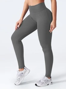 Impact Legging Women's Hidden Hip Lifting Line, High Elasticity, Beautiful Hips, Raised Hips, Waist, Yoga Training Pants, Outdoor Running, Fitness, Waist Lifting, Yoga Pants, Tight, High Waist, Breathable, Sports Underpants - 深灰色 - 查看 5