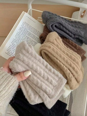 2 pares de calcetines de media caña cálidos y de estilo vintage para mujer, gruesos, suaves y esponjosos, cómodos, de colores aleatorios, aptos para uso diario y salidas, aplicables para la temporada de otoño/invierno