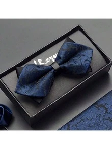 1pc Men's Patterned Bow Tie, Business, Evening, British Personalized Fashion Accessory For Formal Suit Work Men Necktie - Blue - View 2