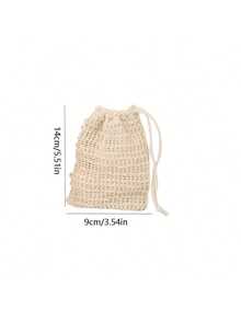 1/2pcs Soap Saver Pouch, Sisal Soap Bag With Drawstring, Soap Saver Bag, Knotted Shower Soap Bag For Foaming And Drying, Bathroom Accessories Home Bathroom Decor Fall Decor Back To School - Màu be - Xem 2