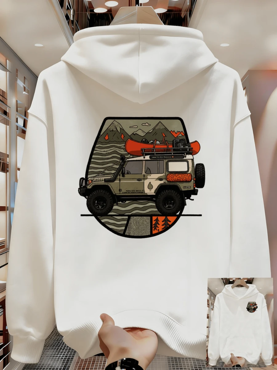Sweat-shirts à capuche pour homme, parfaits pour le printemps et l'automne. Modèle léger et confortable, idéal pour aller à l'école sans stress. - Blanc - Voir 1