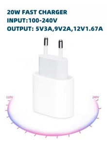 20W USB-C Fast Charger Adapter, Compatible With Apple 14 13 12 11 Pro Max PLUS, PD 20W Wall Charger, USB-C Phone Charger, EU Plug High Output Power