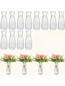 Vasos de plástico listrados, vasos transparentes e peças artesanais para arranjos florais são adequados para diversos buquês e decorações, festivais e decoração de casa. São ideais para decoração de mesas, casamentos, jantares em família, decoração de vasos e presentes de Dia dos Namorados.