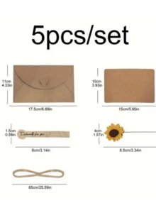 1 Set Kraft Paper Greeting Cards, Invitations With Dried Flowers And Envelopes, Suitable For Weddings, Graduations, Holidays, Birthdays, Parties