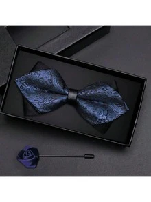 1pc Men's Patterned Bow Tie, Business, Evening, British Personalized Fashion Accessory For Formal Suit Work Men Necktie - Blue - View 5