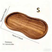 1个椭圆形木质托盘 - 浴室梳妆台托盘 - 纤薄优雅，完美适用于浴室、台面、水槽、马桶水箱、客厅装饰、蜡烛和家居摆设，浴室配件，木质托盘 - 棕色 - 查看 12