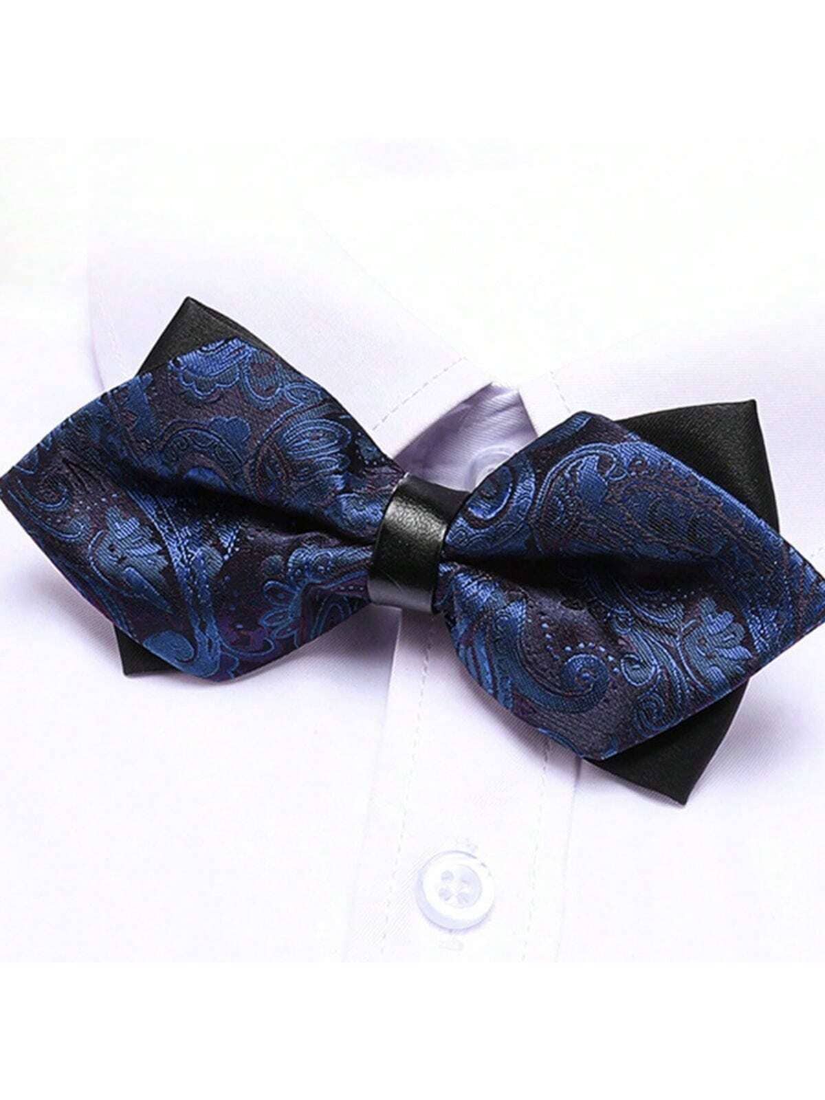 1pc Men's Patterned Bow Tie, Business, Evening, British Personalized Fashion Accessory For Formal Suit Work Men Necktie - Blue - View 1