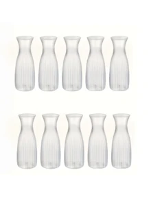 Vasos de plástico listrados, vasos transparentes e peças artesanais para arranjos florais são adequados para diversos buquês e decorações, festivais e decoração de casa. São ideais para decoração de mesas, casamentos, jantares em família, decoração de vasos e presentes de Dia dos Namorados.