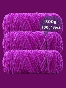 3pcs/Set Luxury Velvet Yarn Set - Soft Polyester Chenille Yarn, Suitable For DIY Knitting And Crocheting, Available In White, Beige, Blue, Brown, Purple, Green, Black, Gray - Multicolor - View 32