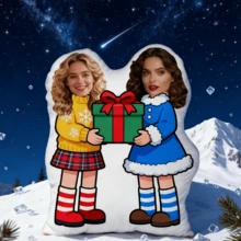 1 Custom-Themed Photo Pillow, Upload Custom Text And Photo - Yellow And Blue Couple Christmas Design, Suitable For Father's Day, Mother's Day, Halloween, Christmas, Christmas Eve, Valentine's Day, Birthdays, And Personalized Anniversaries - Multicolor - View 3