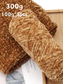 3pcs/Set Luxury Velvet Yarn Set - Soft Polyester Chenille Yarn, Suitable For DIY Knitting And Crocheting, Available In White, Beige, Blue, Brown, Purple, Green, Black, Gray - Multicolor - View 7