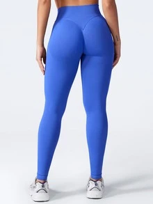 Impact Legging Women's Hidden Hip Lifting Line, High Elasticity, Beautiful Hips, Raised Hips, Waist, Yoga Training Pants, Outdoor Running, Fitness, Waist Lifting, Yoga Pants, Tight, High Waist, Breathable, Sports Underpants - 藍色 - 查看 1