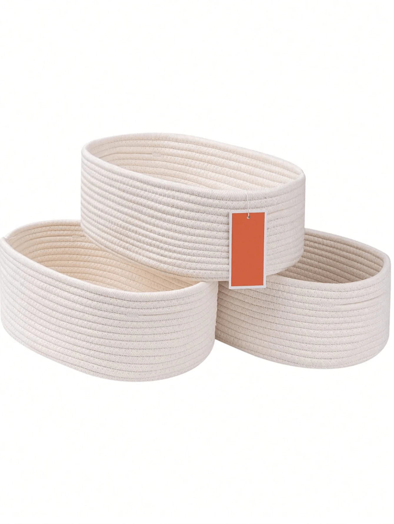 XqYBB 手工编织椭圆形收纳篮，小型悬挂式编织篮，适用于客厅、卧室、游戏室，可存放零食，DIY 绳编篮，节日装饰，礼品，玩具收纳，适合开学季 - 灰色 - 查看 1