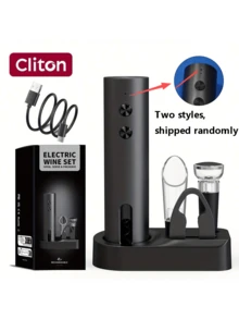 1 pieza/Opción de caja de regalo, Abridor de botellas de vino eléctrico recargable con cortador de papel de aluminio, vertedor, tapón al vacío y base de almacenamiento, Sacacorchos automático con carga Tipo-C, Adecuado para el hogar, la cocina, fiestas, bodas, regalo de Navidad - Multicolor - Ver 11