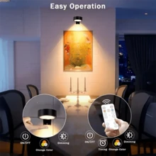 6/3/1件套无线金属壁灯，LED画灯，电池供电，无线LED绘画灯，墙面艺术灯，夜灯，仙女灯，灯具，带磁性无线壁灯，无线聚光灯，带遥控器调光、定时器的展示灯，3种照明模式，适用于相框、艺术品、肖像画的艺术展示灯，墙面装饰圆盘灯，150mAh遥控器 - 彩色 - 查看 7