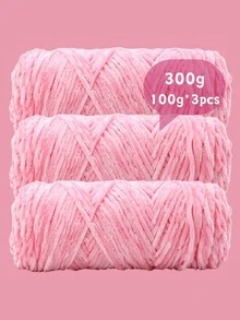 3pcs/Set Luxury Velvet Yarn Set - Soft Polyester Chenille Yarn, Suitable For DIY Knitting And Crocheting, Available In White, Beige, Blue, Brown, Purple, Green, Black, Gray - Multicolor - View 52