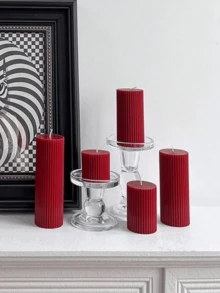 5cm*17.5cm Burgundy Gear-Shaped Cylindrical Scented Candle - Atmosphere Decor, Soy Wax Candle, Can Be Used As A Centerpiece. Suitable For Weddings, Parties, Ramadan, Daily Wear, Christmas Home Decor, And As Birthday Gifts For Men And Women. Premium Niche Gift.