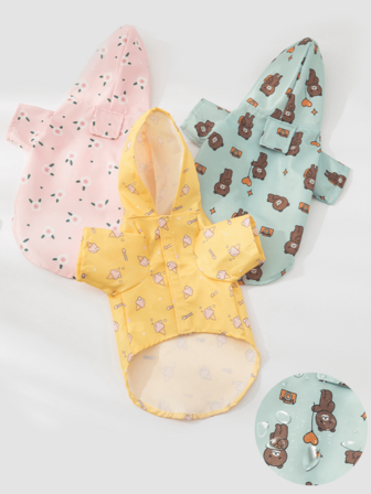 时尚超薄印花防水宠物雨衣 | 犬猫防水防尘服 | 方便穿脱的魔术贴设计，大帽檐，四季皆宜 | 适合小型和中型犬种：泰迪犬、比熊犬、西施犬、贵宾犬、吉娃娃、雪纳瑞犬和猫 | 宠物雨衣