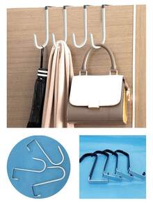 1/2/4pcs No-Drill Door Back Hooks, Kitchen Organizer Racks, Coat Hanger, Storage Shelf, S-Shaped Hooks - Multicolor - View 6