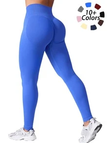 Impact Legging Women's Hidden Hip Lifting Line, High Elasticity, Beautiful Hips, Raised Hips, Waist, Yoga Training Pants, Outdoor Running, Fitness, Waist Lifting, Yoga Pants, Tight, High Waist, Breathable, Sports Underpants - 藍色 - 查看 2