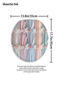 1/3/4pcs Macaron Color Palette Bow Floral Shower Curtain Bathroom Sets,Sweet And Elegant Style Waterproof And Wear-Resistant Accessories,With 12 Hooks - Includes Toilet Seat Cover, Bath Mats, And Rugs - Plastic Fabric - Washable,Mildew-Resistant - Perfect For Holiday Decor,Home/Bedroom/House/Western/Spring Decor, - Multicolor - View 10