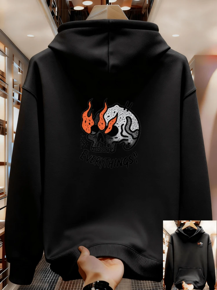 Sudadera con capucha para hombres - Sudadera casual de manga larga lavable aáquina - Negro - Añade 1