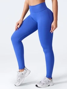 Impact Legging Women's Hidden Hip Lifting Line, High Elasticity, Beautiful Hips, Raised Hips, Waist, Yoga Training Pants, Outdoor Running, Fitness, Waist Lifting, Yoga Pants, Tight, High Waist, Breathable, Sports Underpants - 藍色 - 查看 4