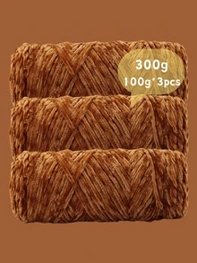 3pcs/Set Luxury Velvet Yarn Set - Soft Polyester Chenille Yarn, Suitable For DIY Knitting And Crocheting, Available In White, Beige, Blue, Brown, Purple, Green, Black, Gray - Multicolor - View 34