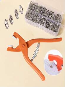 按扣套件 300 套，9.5 毫米按扣套件（含钳子），金属按扣套件（含工具），金属爪按扣，适用于服装、皮革工艺、缝纫