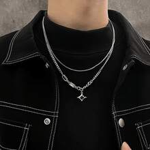 Necklace Men's  Four-Star Double Layered Hoodie With Collarbone Chain, High-End And Niche For Men - Nhiều màu - Xem 1