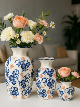 一件小/中/大号复古风格中国青花瓷花瓶，具有中国复古风格，高端优雅，适合装饰客厅/卧室/玄关酒柜，也可作为情人节/开斋节礼物。