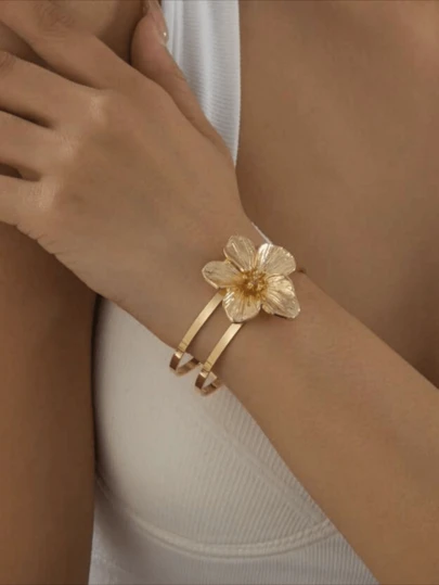 1ชิ้น กำไลข้อมือแฟชั่น โลหะผสมสังกะสีแบบเปิด สำหรับผู้หญิง