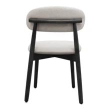 Set Of 4 Mid-Century Modern Cotton-Linen Dining Chairs, Ergonomic Upholstered Chairs With Solid Wood Legs &  300lbs Capacity For Kitchen & Dining Room Light Grey - 淺灰色 - 查看 10