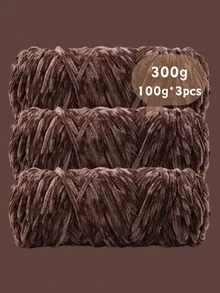 3pcs/Set Luxury Velvet Yarn Set - Soft Polyester Chenille Yarn, Suitable For DIY Knitting And Crocheting, Available In White, Beige, Blue, Brown, Purple, Green, Black, Gray - Multicolor - View 29