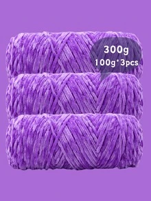 3pcs/Set Luxury Velvet Yarn Set - Soft Polyester Chenille Yarn, Suitable For DIY Knitting And Crocheting, Available In White, Beige, Blue, Brown, Purple, Green, Black, Gray - Multicolor - View 46