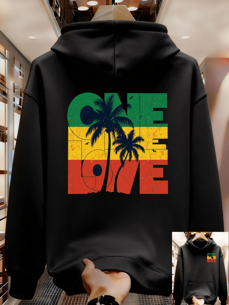 Men's Spring And Autumn Hoodie, Loose Fit, Suitable For All Sizes - Black - View 1