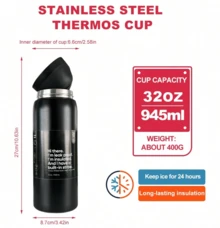 [Christmas Gift]OWALA2026 32 Oz  A Sports Water Bottle With A Leak-Proof Design And A Pop-Up Lid. It Comes In Multiple Color Options,(Stainless Steel Water Bottle, Leak-Proof Design) - Suitable For Sports, Travel, Outdoor Activities, Fitness, And Office Environments. It Can Be Used As Teacher Gifts, Valentine's Day Gifts, Birthday Gifts, Thanksgiving Gifts, Christmas Gifts, Halloween Gifts, As Well As Christmas Presents, New Year Gifts, Party Supplies, Etc. - màu đen - Xem 2
