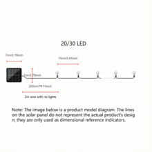 1 件水晶球形 LED 灯串，20/30/50/100/200 LED，户外防水灯串，LED 花园庭院花环灯花园太阳能花园装饰，防水太阳能露台灯，花园庭院门廊婚礼派对装饰的太阳能仙女灯