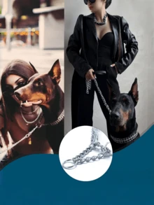 Three-Row Stainless Steel Dog Leash Collar - Adjustable Dog Leash Collar, Suitable For Large, Medium, And Small Dogs - Durable And Chew-Resistant Cuban Chain Design. Suitable As A Gift, Dog Toy, Dog Accessory, Fun Puppy Fetch Game, Aquarium, Fish Tank, Fish Tank Decoration, Dog Toy, Aquarium Decoration, Gift For Boyfriend, Dog Accessory, Fun Puppy Fetch Game.