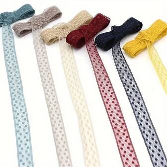 10 Yardas/Rollo de 1.5cm de ancho Encaje fino sin estiramiento con lunares, suministro de manualidades con estampado de puntos tipo hada, material para decoración de diademas y clips para el cabello, decoración de flores frescas hechas a mano