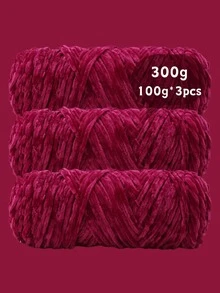 3pcs/Set Luxury Velvet Yarn Set - Soft Polyester Chenille Yarn, Suitable For DIY Knitting And Crocheting, Available In White, Beige, Blue, Brown, Purple, Green, Black, Gray - Multicolor - View 56