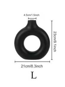 1pc Black Plastic Round Vase Ornaments, Simulation Dried Flower Decorative Vases, Flower Arrangement Art Vases, Simple Living Room Exhibition Hall Decoration, Home Decoration, Vases, Ornaments, Table Decoration. Room Decor Flower Vase Glass Vase - Black - View 11